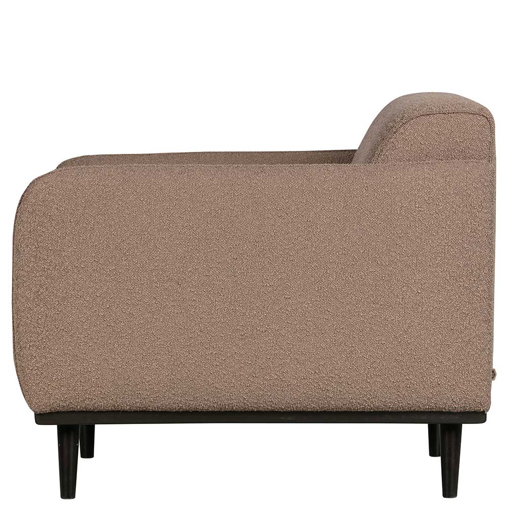 Hellbrauner Boucle Sessel mit Federkern von der Seite – Bratannio