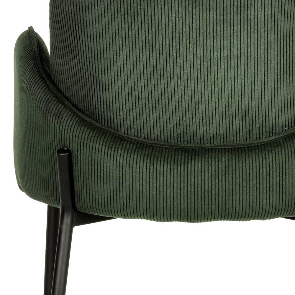 Sitzfläche und untere Rückenlehne des Barhockers in olivgrünem Cord, Detailansicht – Jenver
