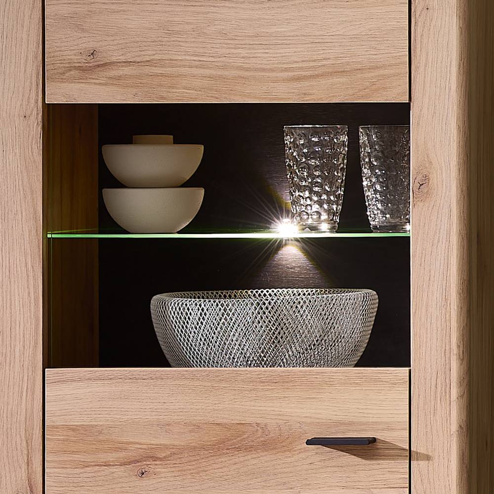 Beleuchtete Vitrine in Eiche Holzdekor - Zorro