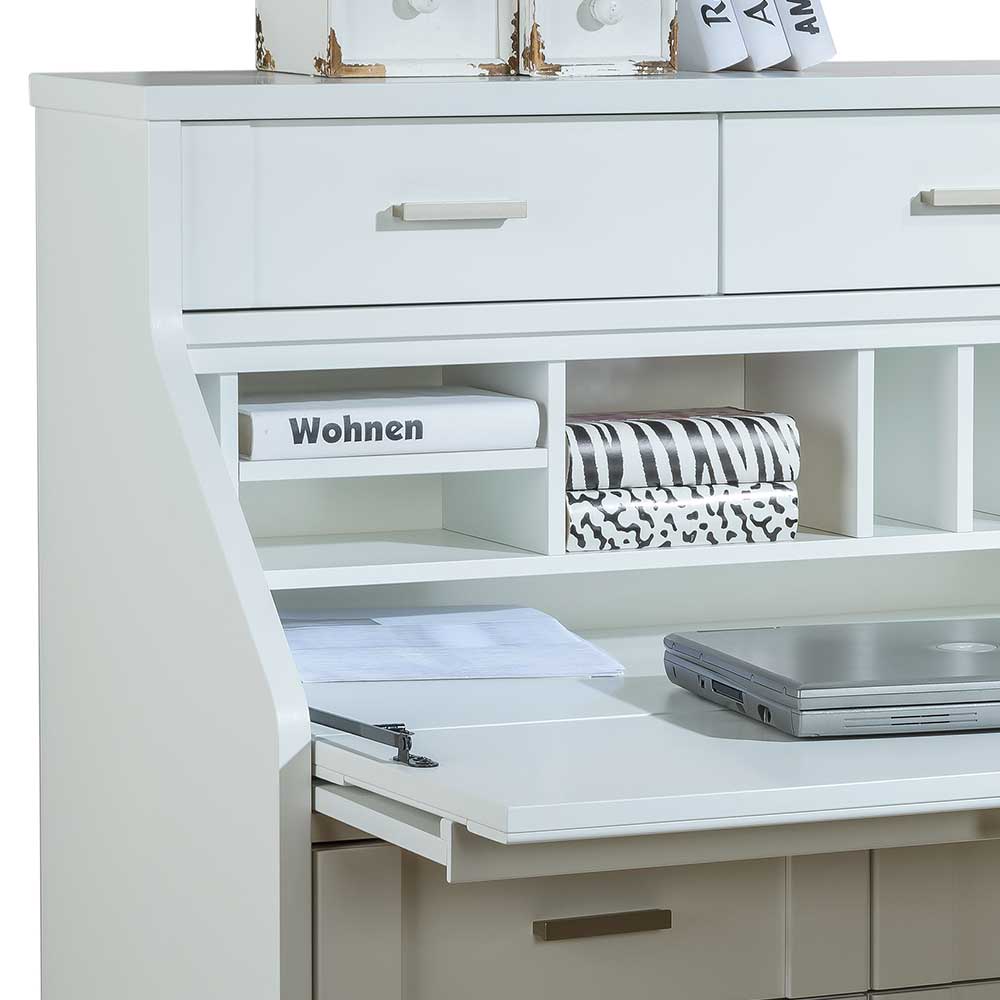 85x117x44 Scandi Chic Sekretär in Weiß - Pray