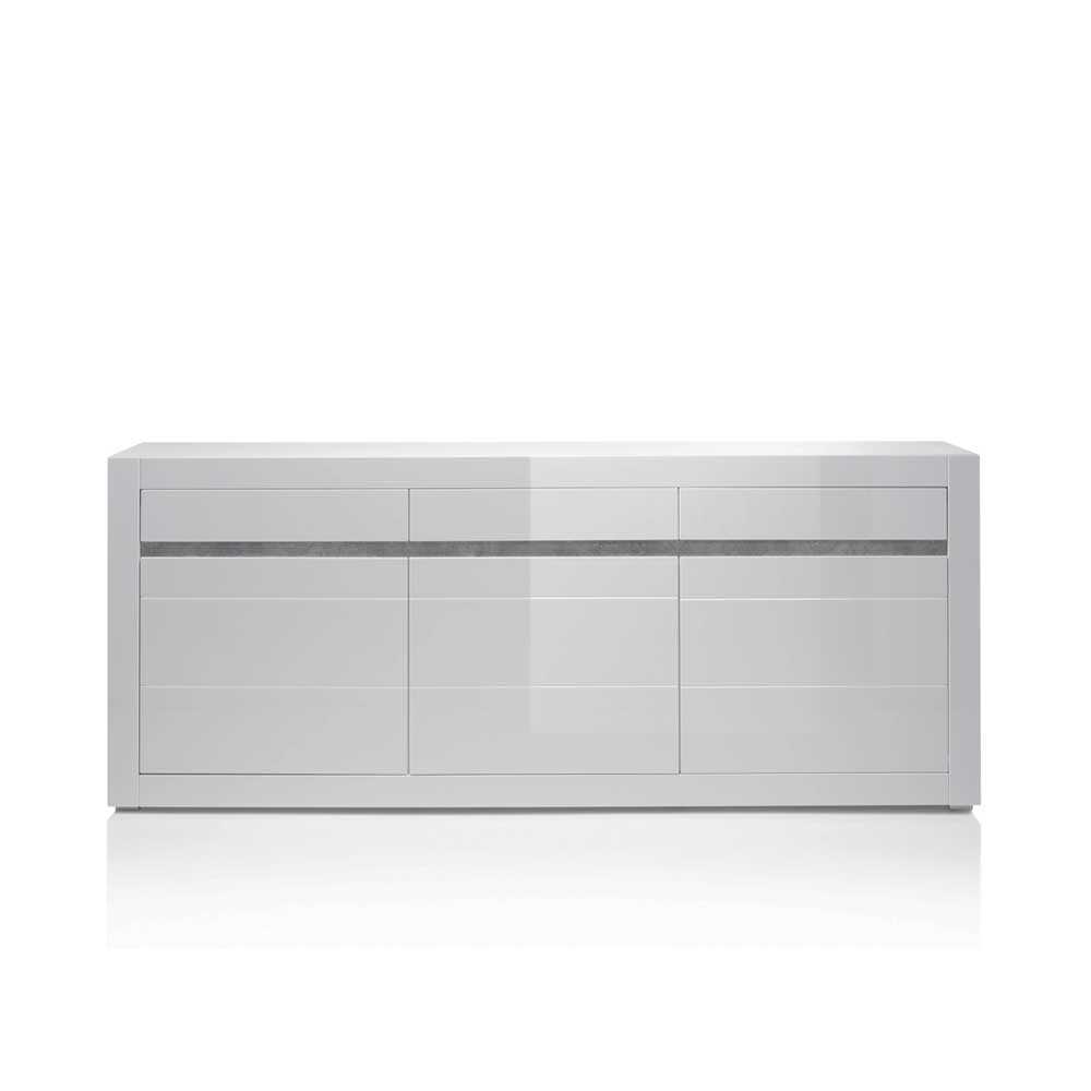 Sideboard mit 3 gedämpften Türen Mextra in Weiß Hochglanz