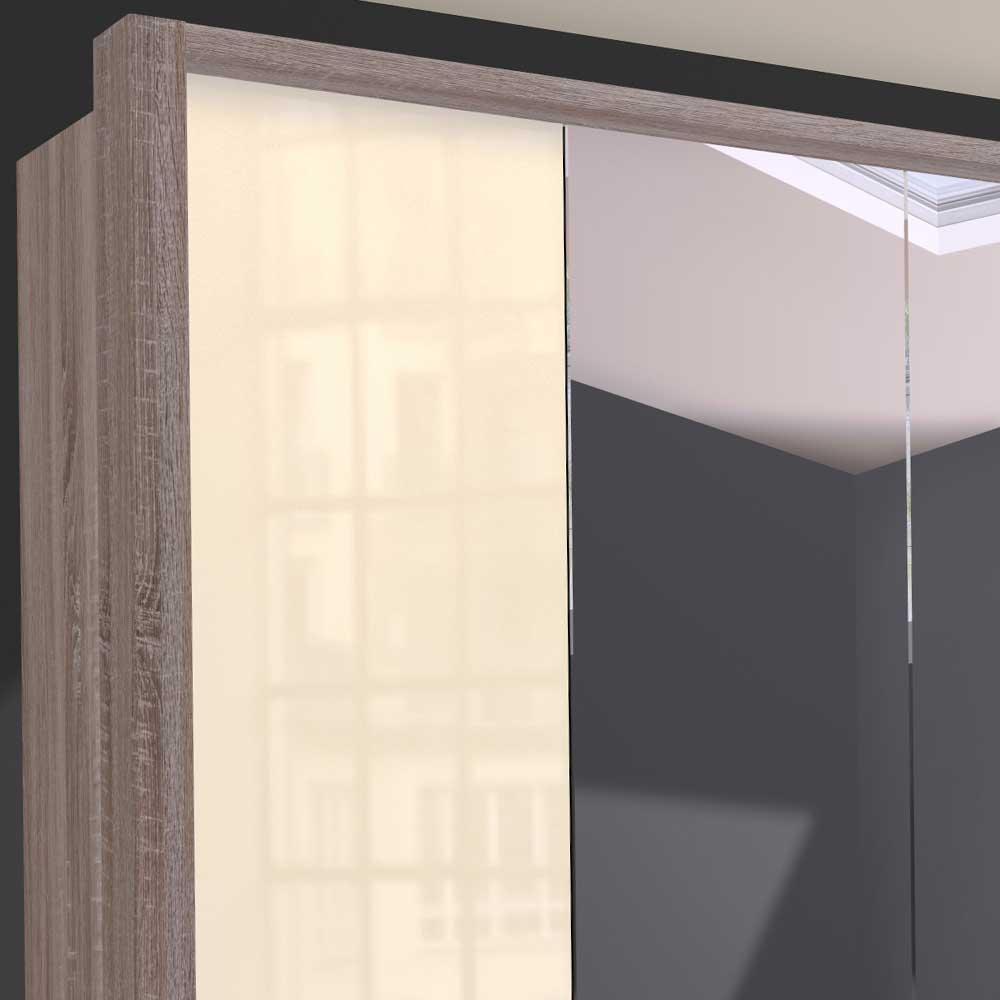 Kleiderschrank mit Glasfront - Spiegel & Creme - Bernau