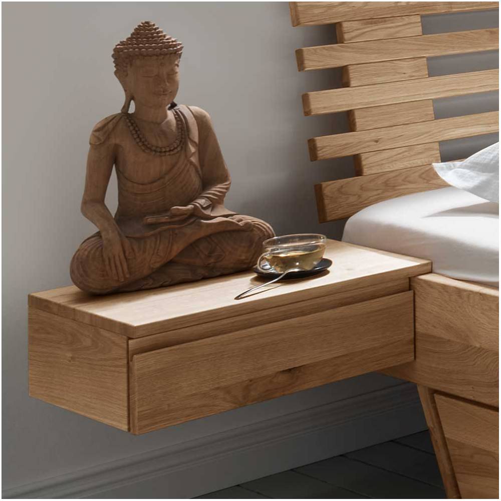 Bett mit zwei Bettkästen aus Wildeiche - Zennian (dreiteilig)