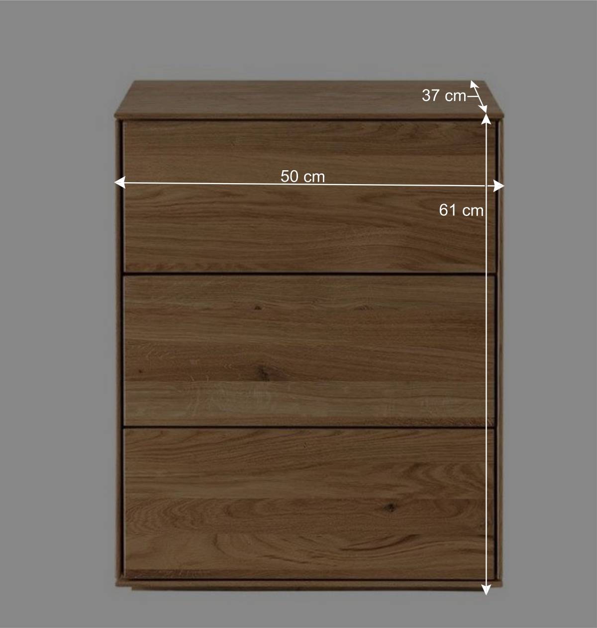 Wildeiche Nachtkommode 61 cm hoch - Nuessa