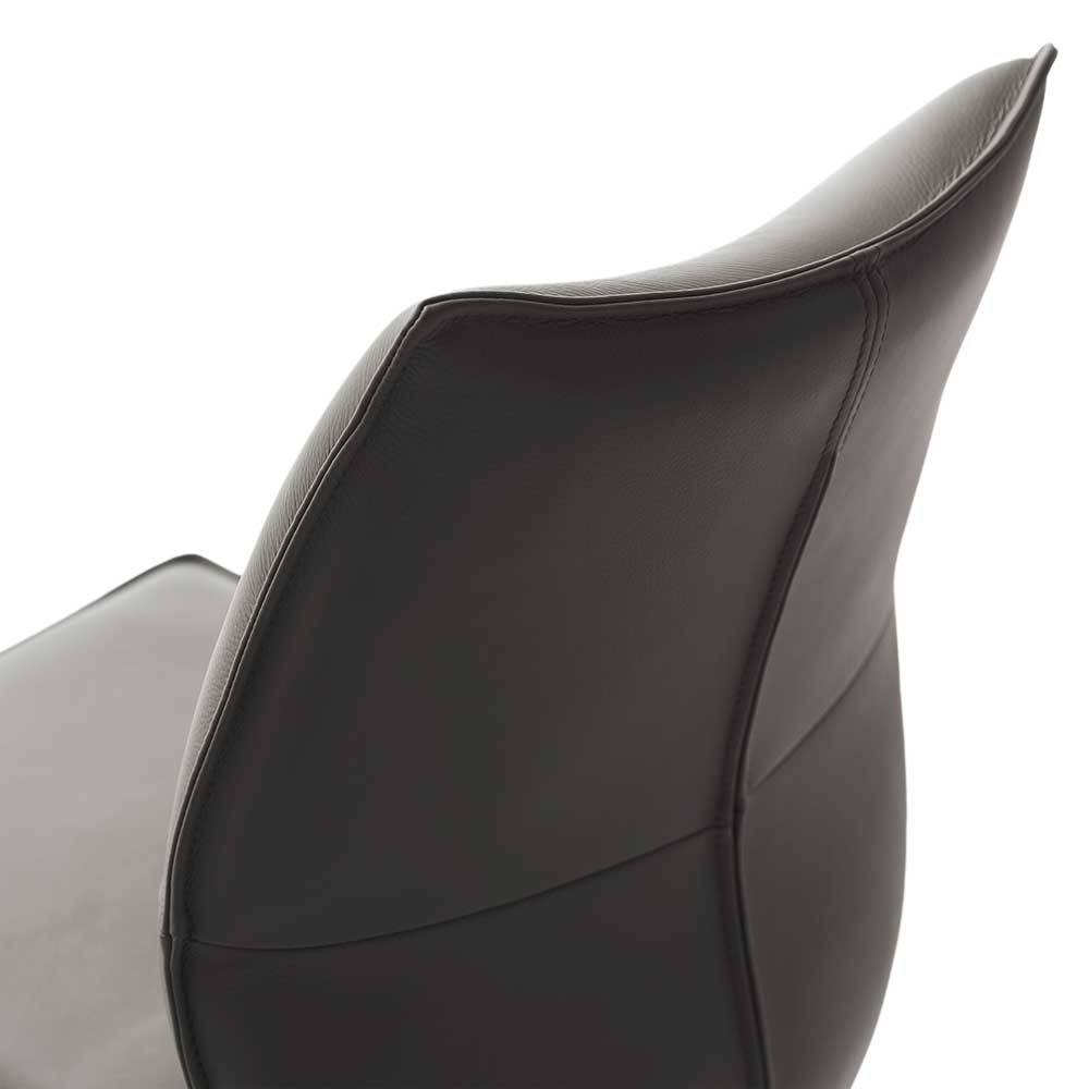 Esszimmerstuhl in Dunkelbraun Leder - Blacki (2er Set)