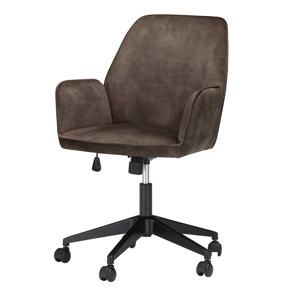 Office Drehstuhl aus Velours in Anthrazit - Pradisio