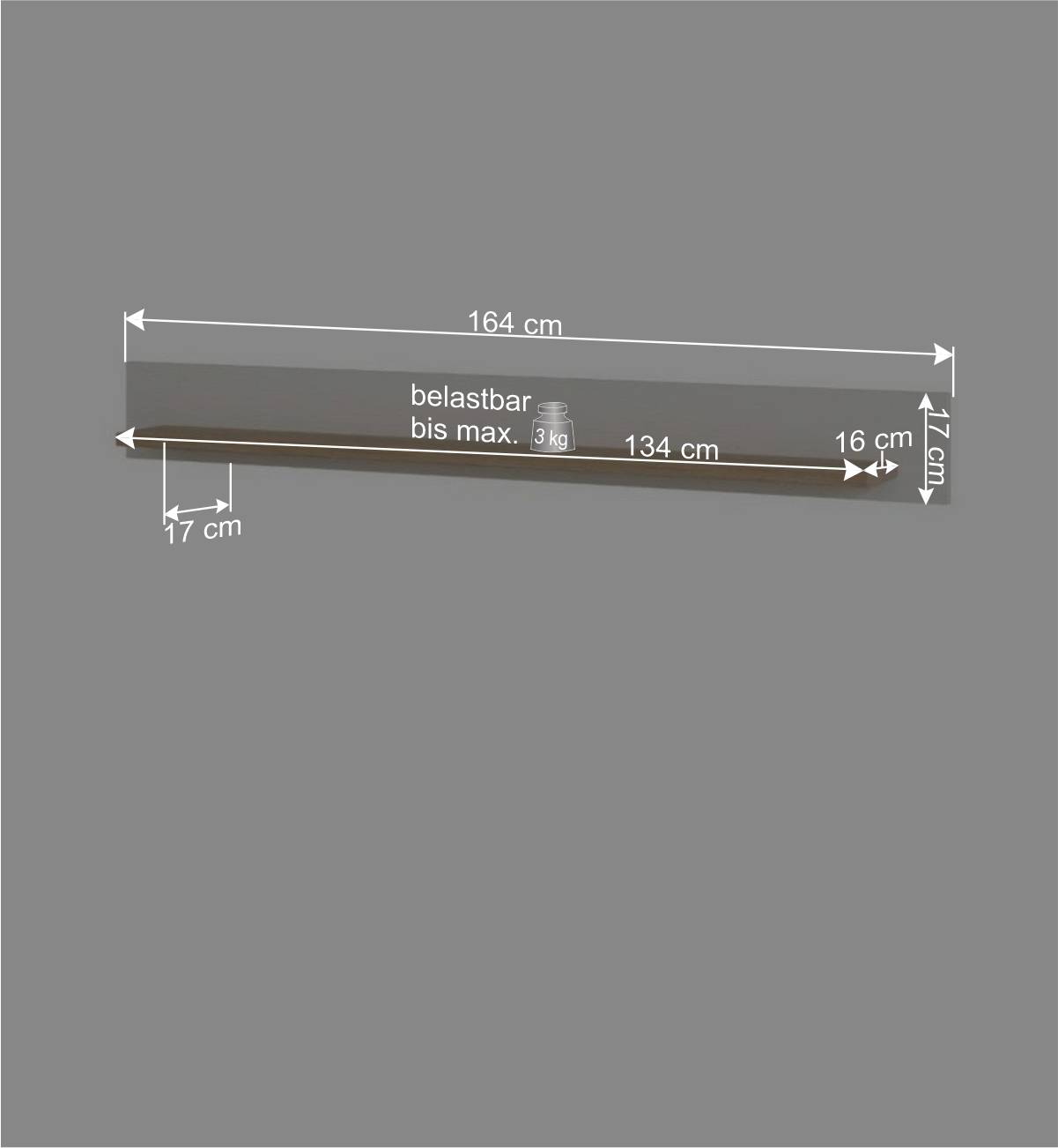 150 cm Wandboard in Eiche Dekor - Ovidio
