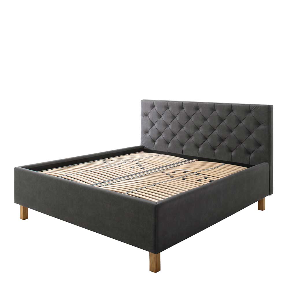 Ehebett mit Bettkasten in Anthrazit - Globals