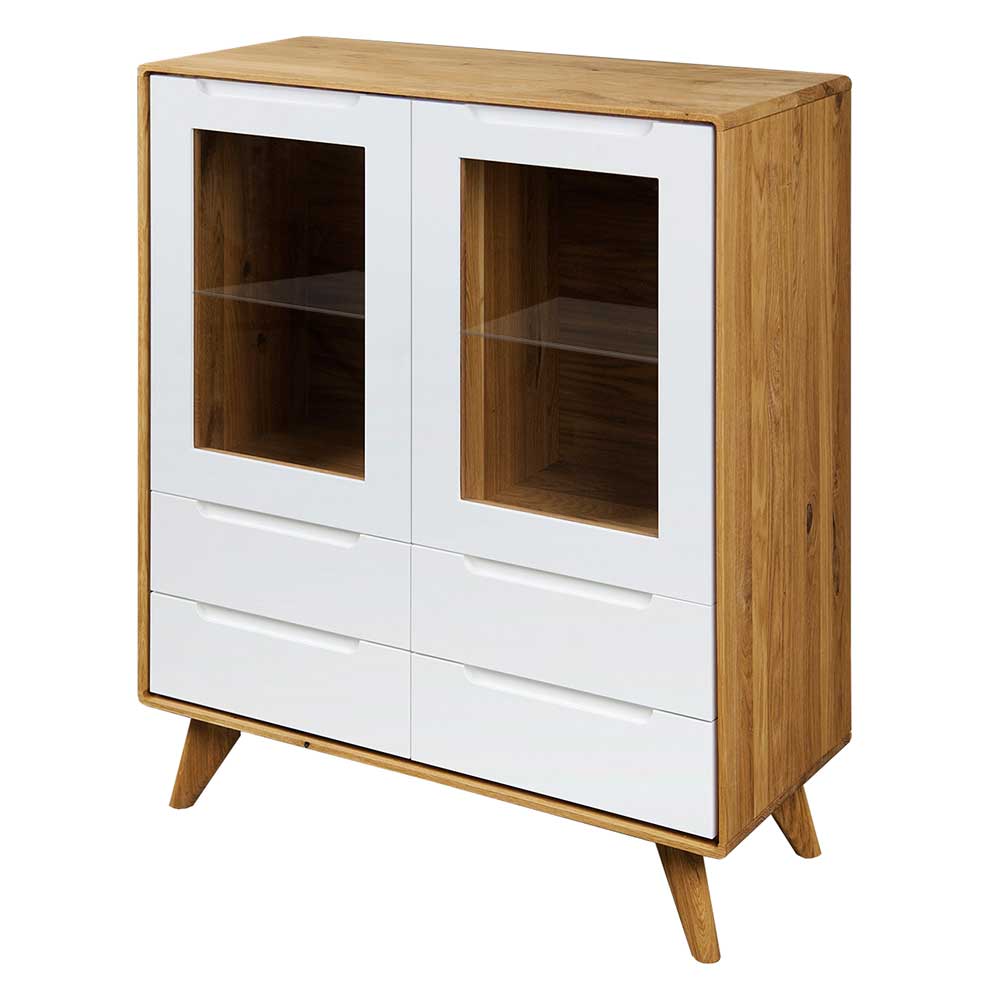 90x109x40 Highboard mit Glas Türen & 4 Schubladen - Diesta