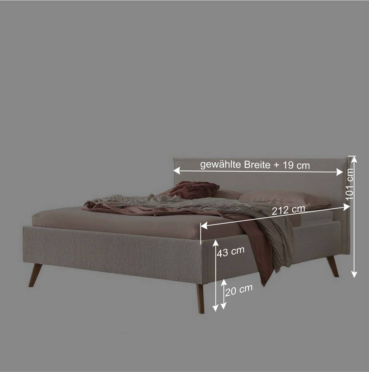 Skandi Polsterbett in Creme Boucle - Jandaria