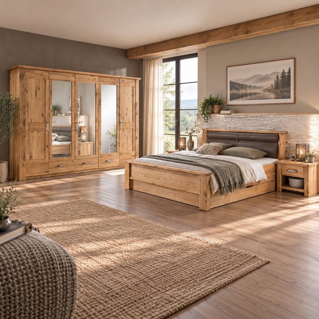 Teilmassives Schlafzimmer Möbelset - Riostar (vierteilig)