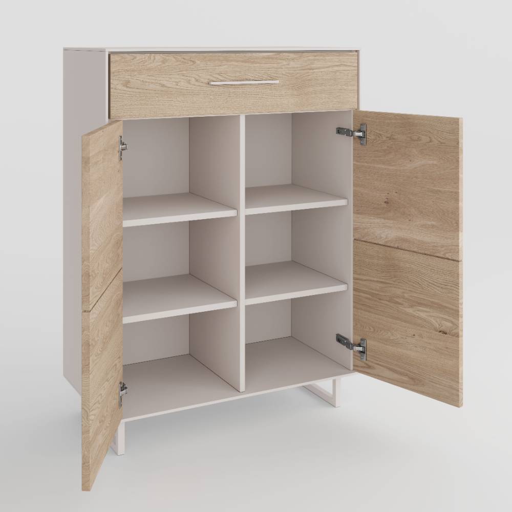 Vertiko in Eiche Bianco und Kreideweiß - Loca