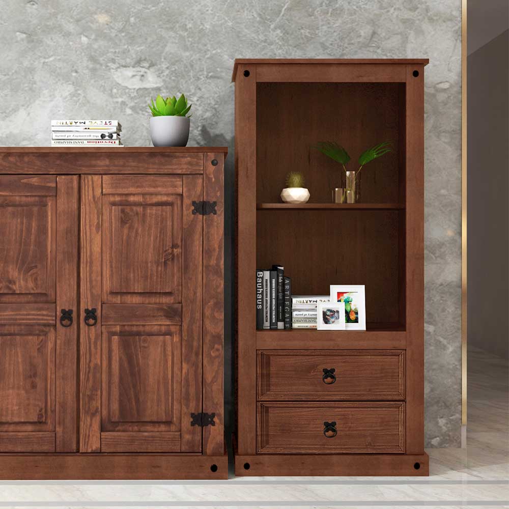65x140x38 Holz Regal in Dunkelbraun - Larentina