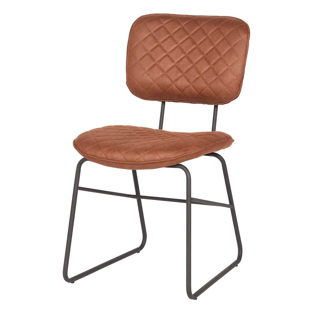 Microfaser Polsterstuhl in Braun Cognac - Vuressa (2er Set)