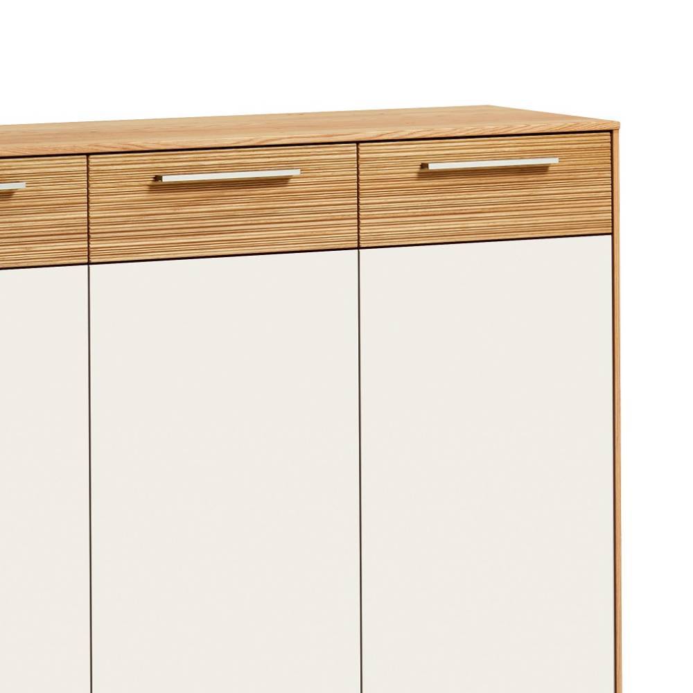 Schuhschrank mit drei Schubladen in Eiche Bianco und silbernen Griffen – Didesco