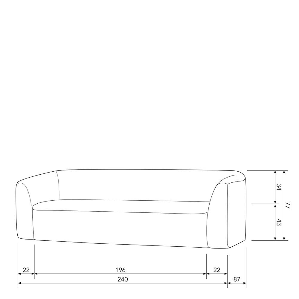 Skandi Chenille Sofa in Schwarzgrau - Prattl