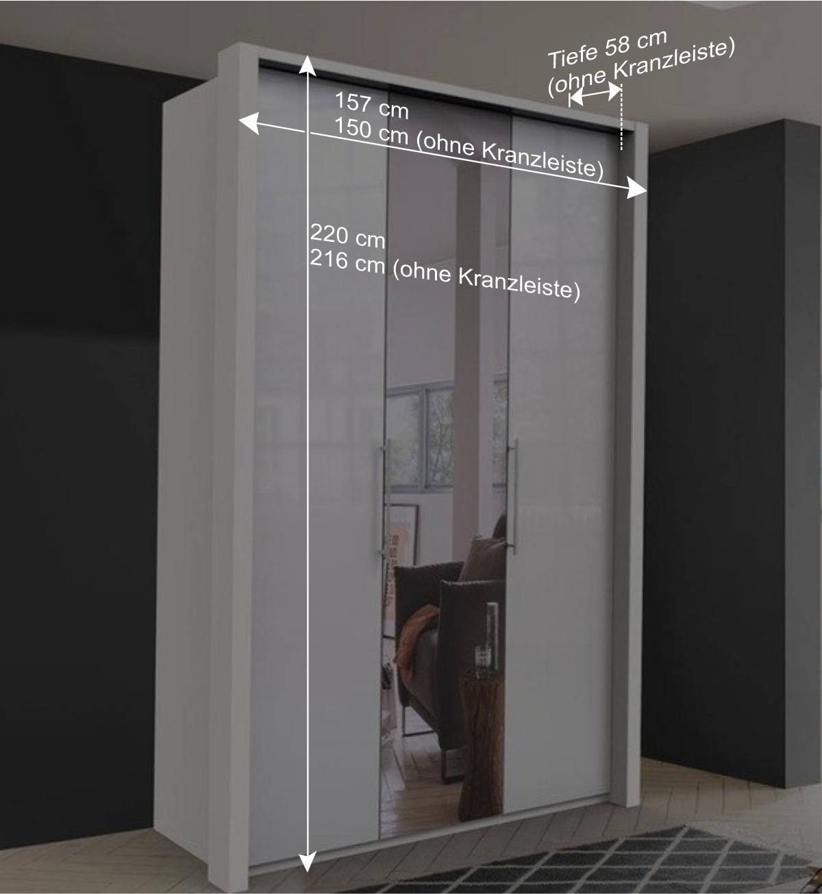 Schlafzimmerschrank mit Falttür & Tür - Dolienca