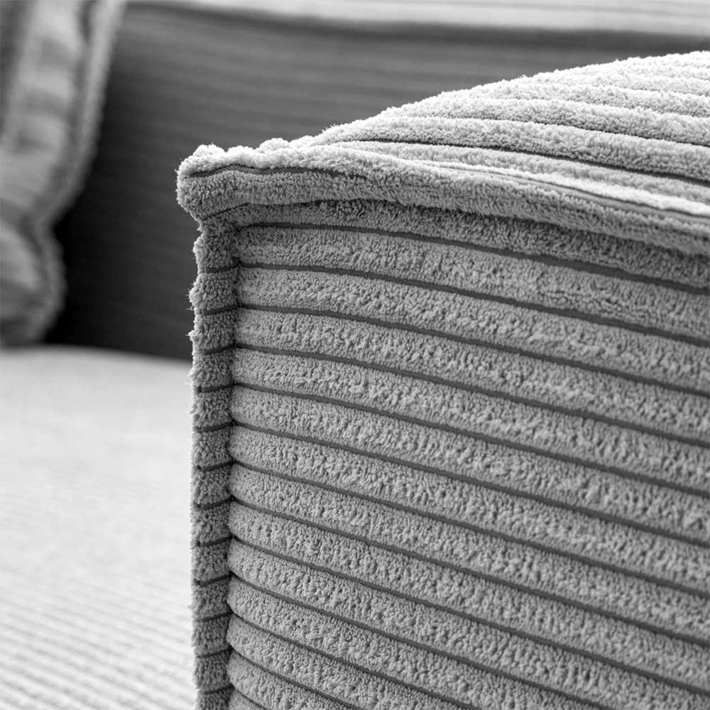 Modernes Breitcord Ecksofa in Grau - Hanyas
