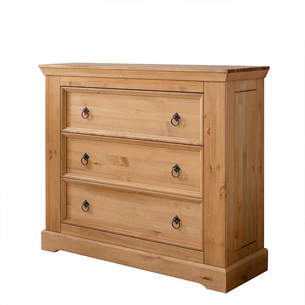 Kiefernholz Landhaus Kommode mit 42cm Tiefe - Voeca
