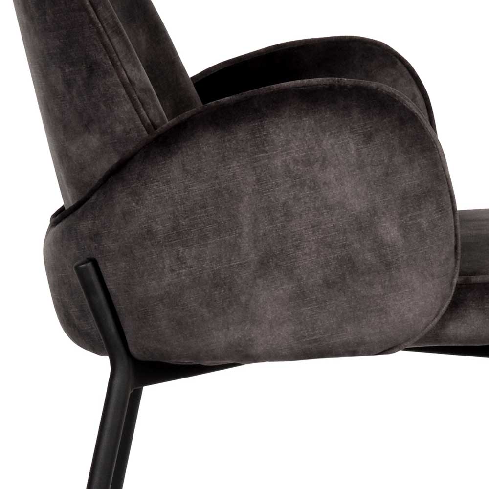 Retro Barstuhl aus Velours Anthrazit - Vatros (2er Set)