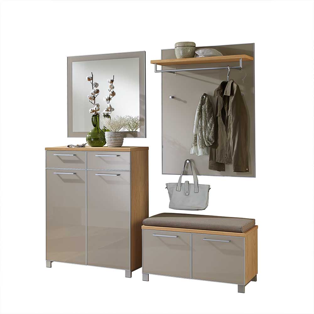 Dielenmöbel Diecca in Taupe Eiche Bianco (vierteilig)