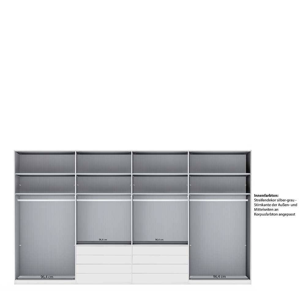 8-türiger Kleiderschrank in Weiß Glasfront - Rocca