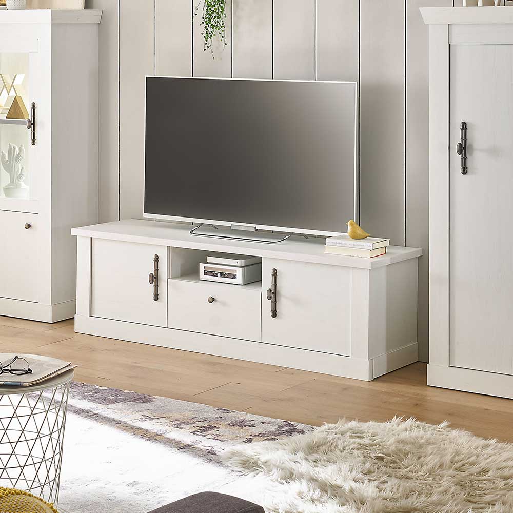 TV Lowboard in weißer Holzoptik Pinie - Liancos