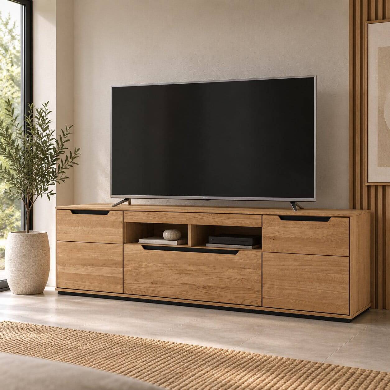 TV Unterschrank in Wildeiche teilmassiv - Pulvaria
