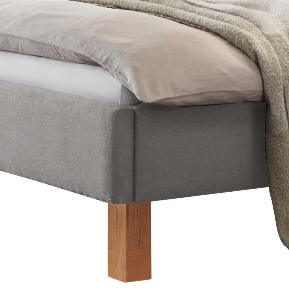 Graues Polsterbett in 140x200 mit Kernbuche - Jilatov