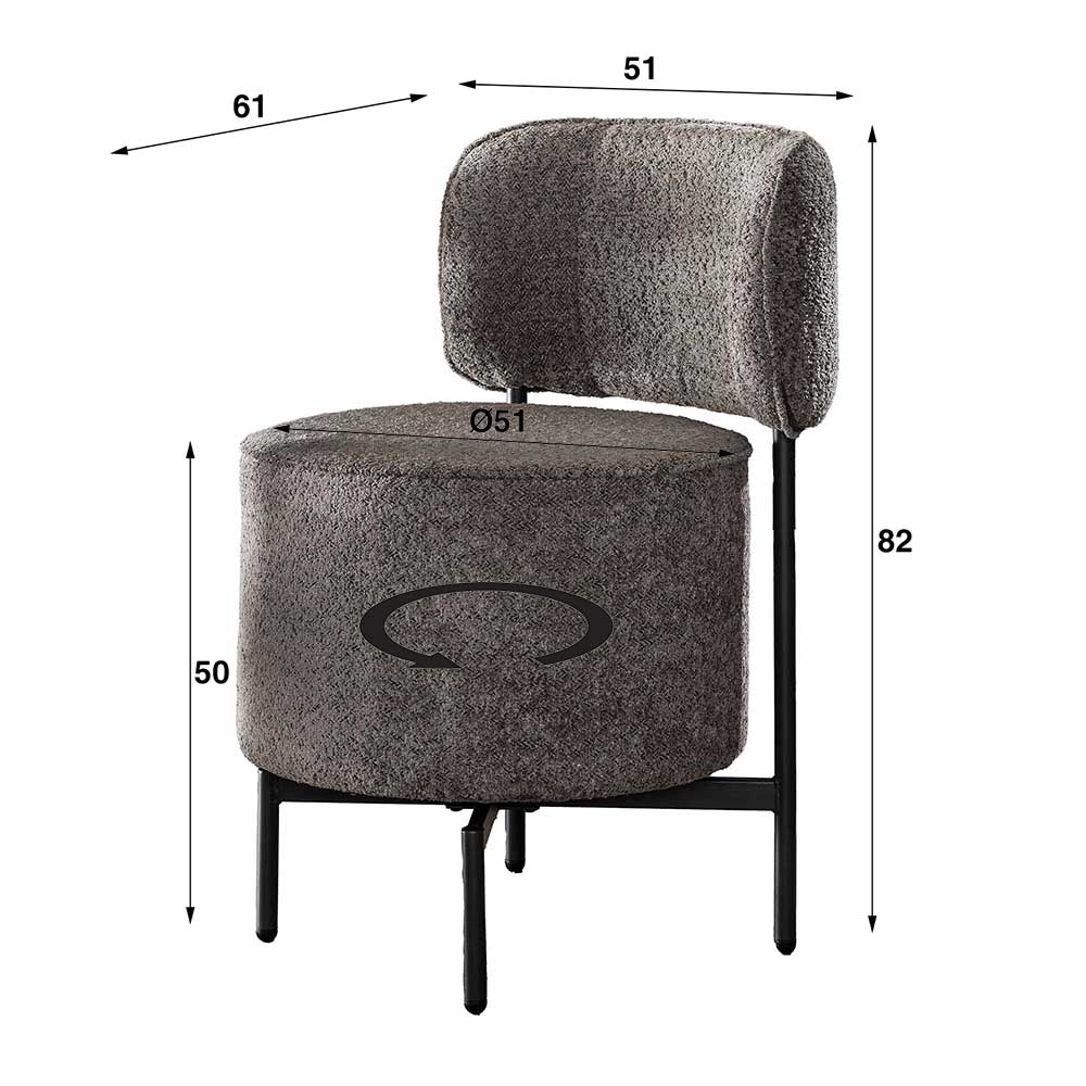 Designstuhl in Grau Boucle - Fincher