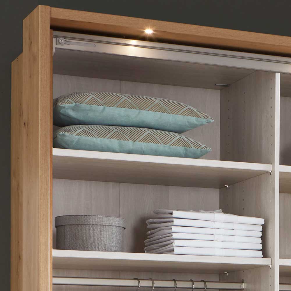 Kleiderschrank in Eiche Bianco & Spiegel - Paniola