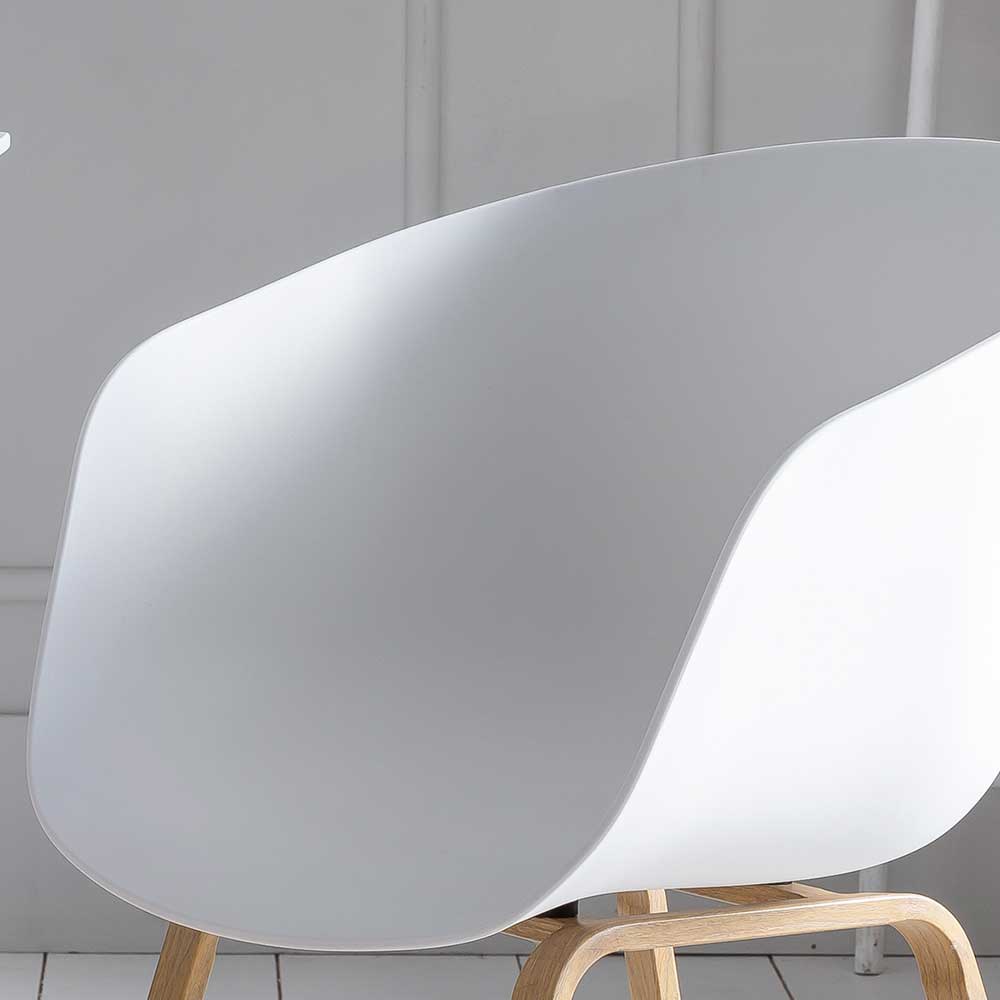 Geschwungene weiße Sitzschale des modernen Tischsessels mit ergonomischer Form – Eberly