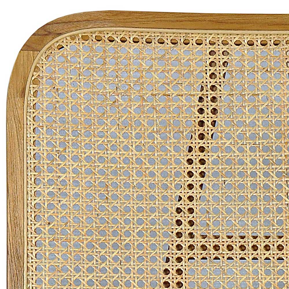 Rattan Rückenlehne des Wohnzimmer Stuhls mit Teakholzrahmen – Vivienno