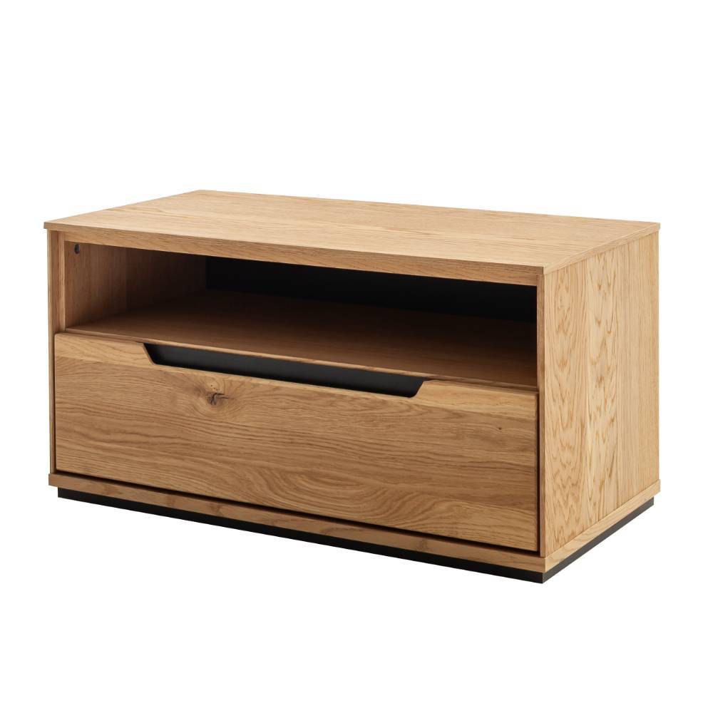 Holz Sitzbank fcr den Flur mit offener Ablage und leicht ge