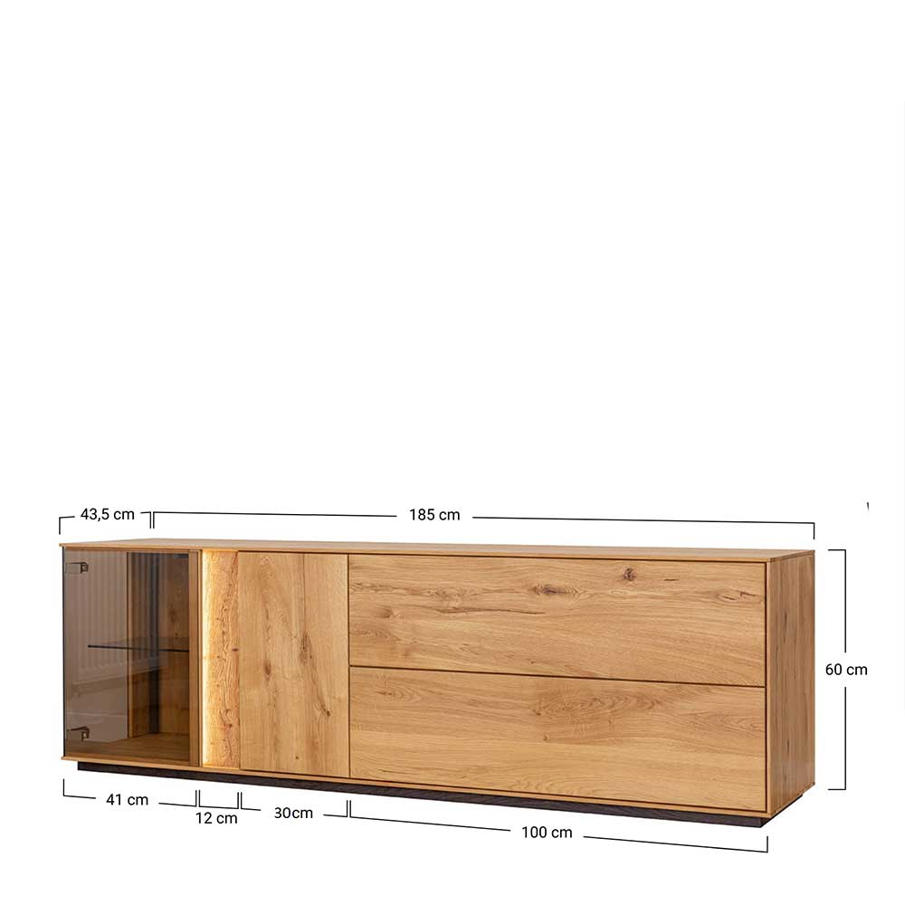 TV Lowboard mit Glas und LED Beleuchtung - Cocondar