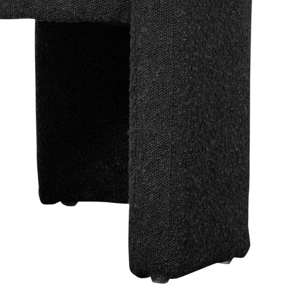 Stabiler Standfuß und Boucle-Struktur des dunkelgrauen Design-Cocktailsessels – Seanno