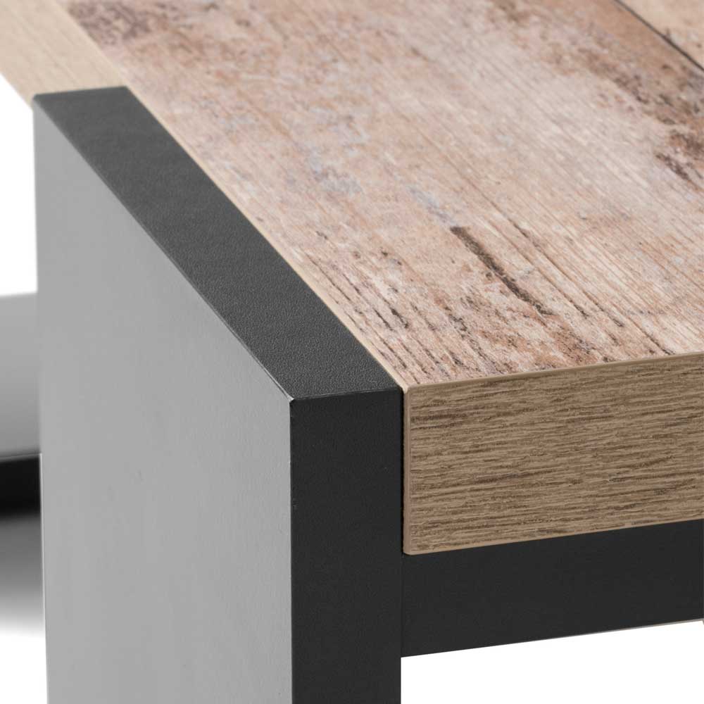 Sofatisch in verwitterter Holzoptik & Anthrazit - Ennis