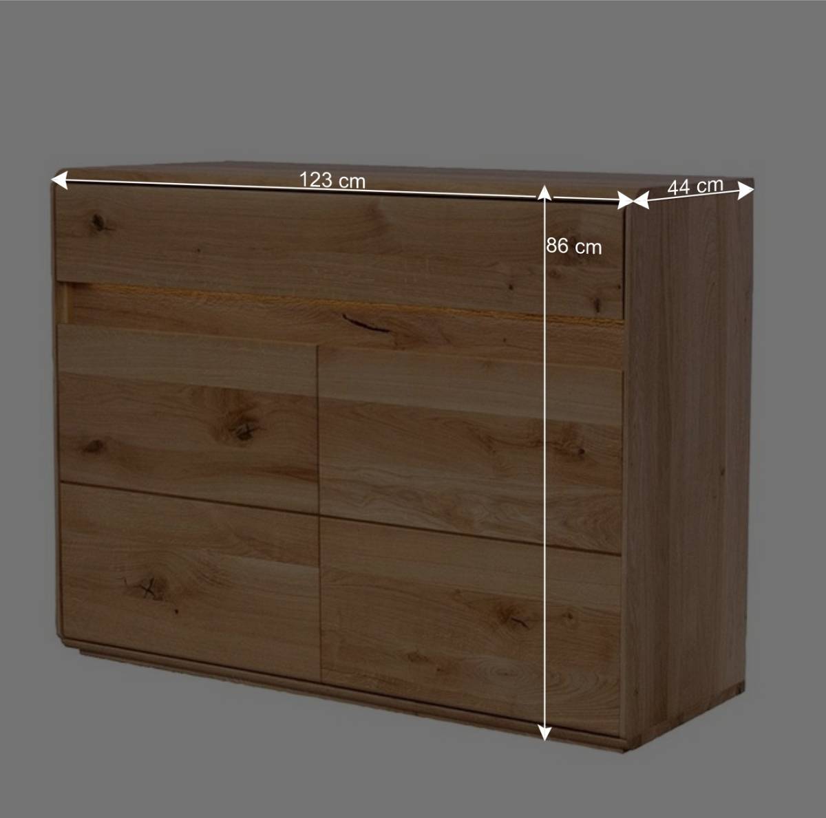 123x84x44 Wildeiche Kommode mit LED dimmbar - Acmida