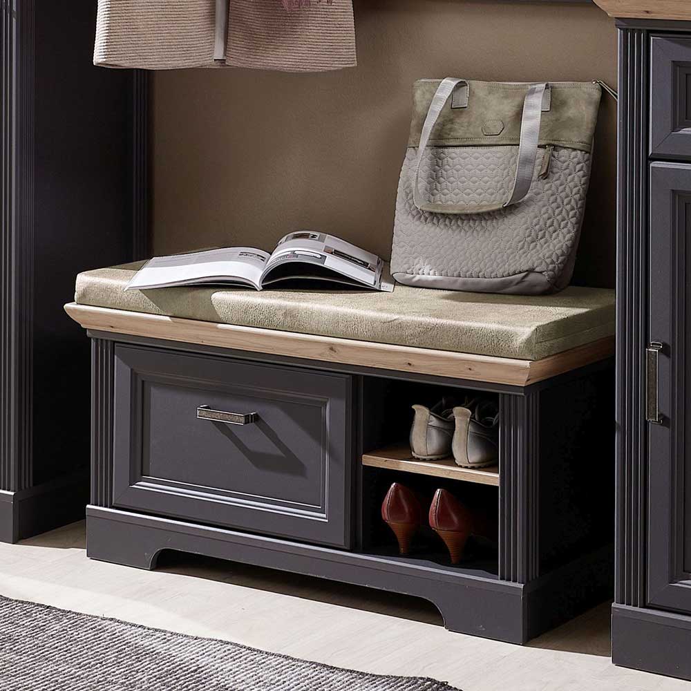 Landhaus Flurbank mit Kissen 93x49x41 cm - Thumbs