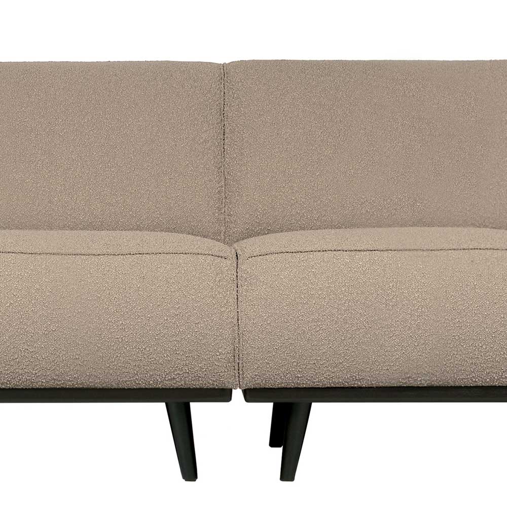 Mittleres Element des langen Boucle Sofas mit beigem Bezug und schwarzen Füßen – Age