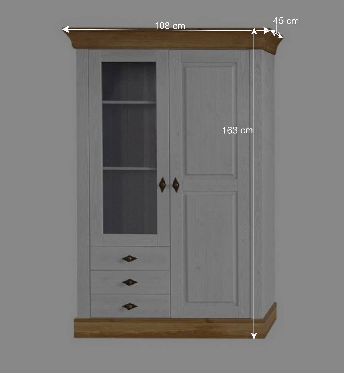 Niedrige Vitrine Sibiuta im Landhaus Look