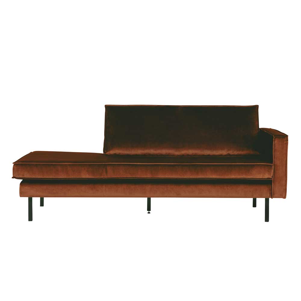 Rostbraunes Retrosofa Recamiere Naryon mit Metallbeinen Schwarz