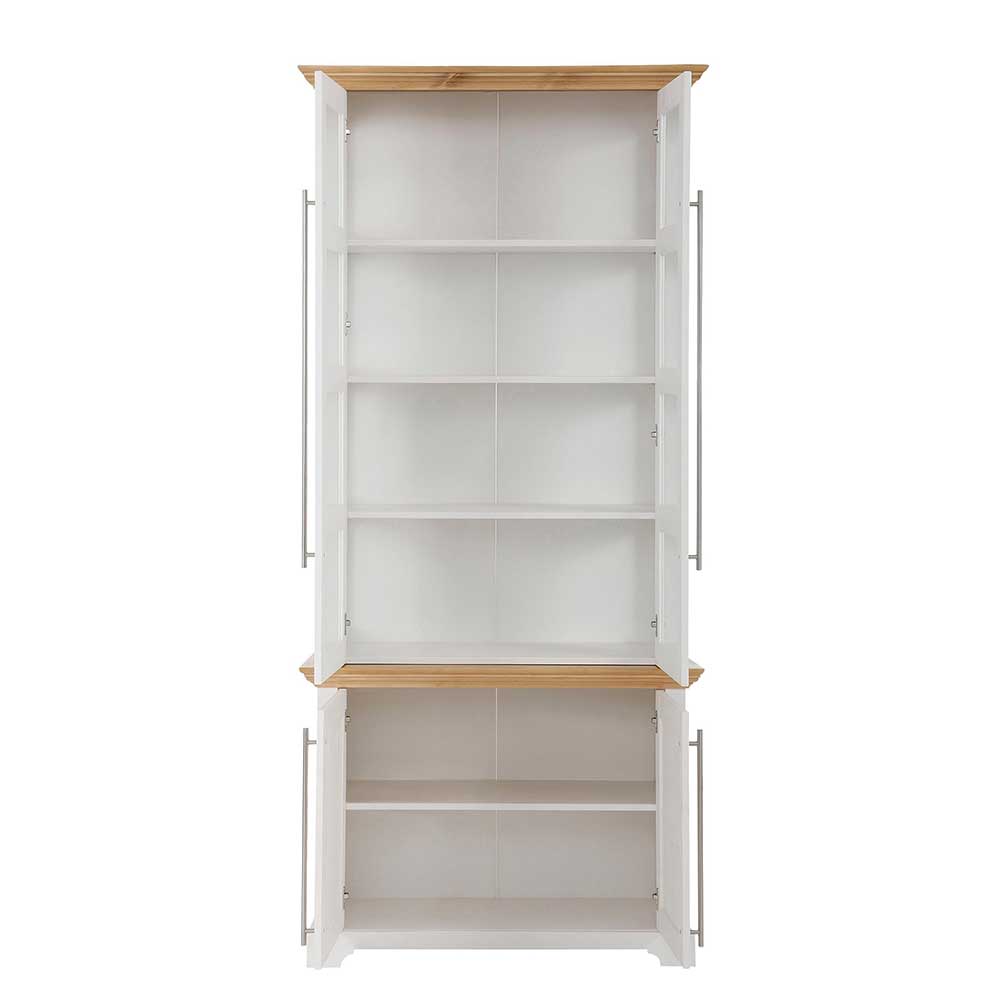 Vitrinenschrank in Weiß mit Honig - Eyzaco