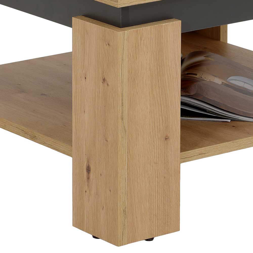 68x68 cm Sofatisch in Wildeiche NB & Anthrazit - Pantina