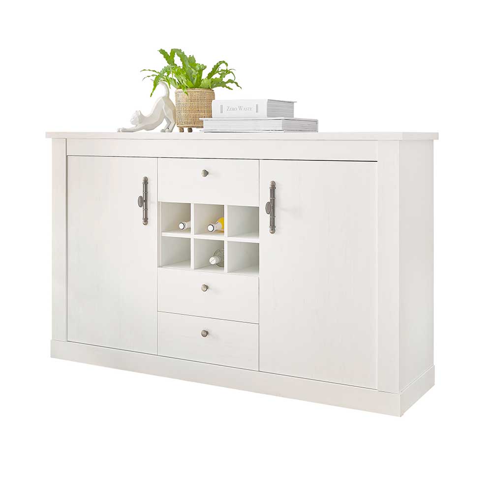 Esszimmer Möbel Set in weißer Holzoptik Pinie - Liancos (vierteilig)