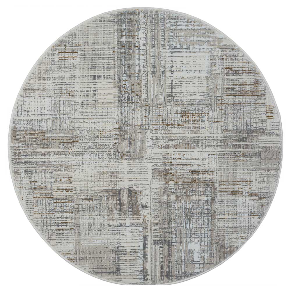 120 cm Runder Teppich in Hellgrau & Creme - Cranoz