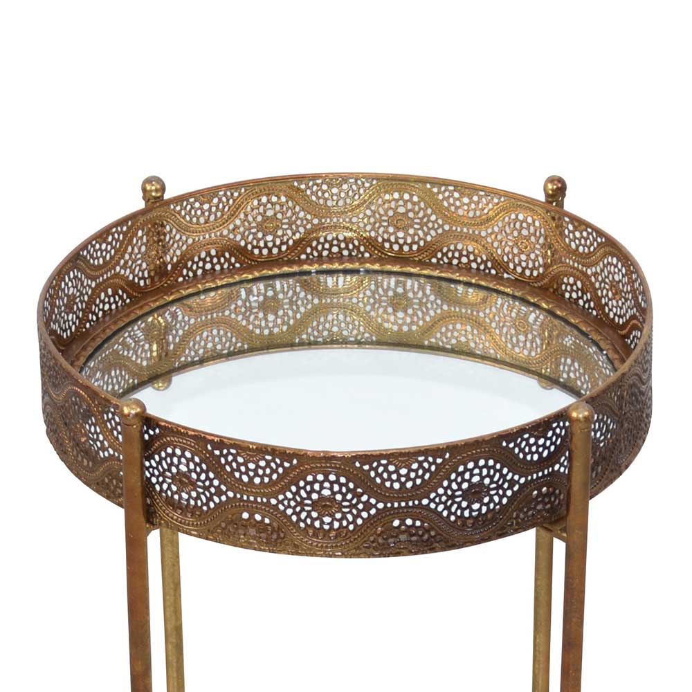 41x51x41 Orient Beistelltisch mit Spiegelglas - Delamaro