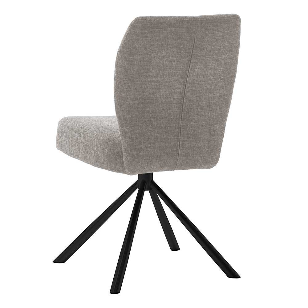 Hellbrauner Polsterstuhl mit Federkern und geschwungener Rückenlehne für Esszimmer (2er Set) – More