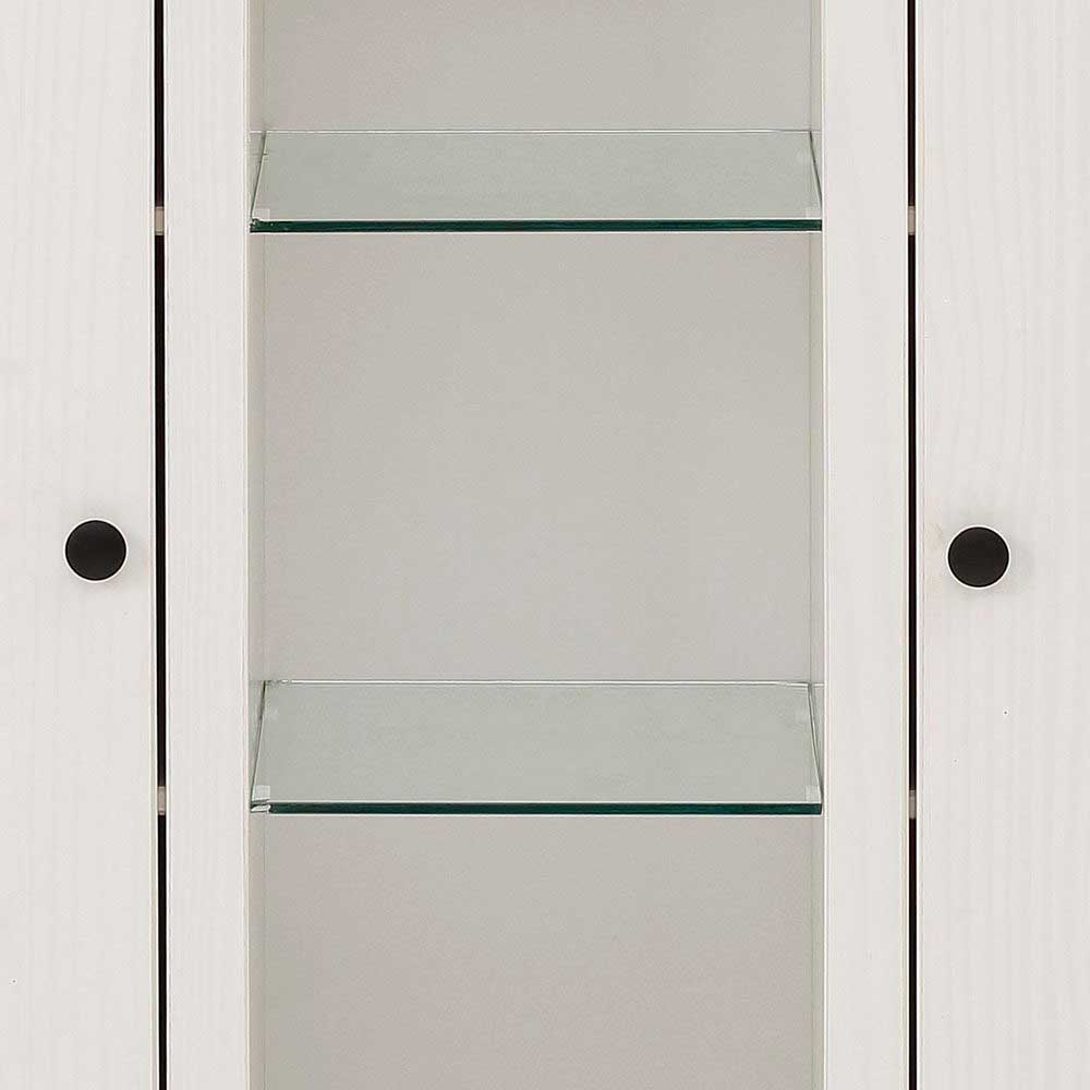 120x130x35 Landhaus Highboard in Weiß - Manduza