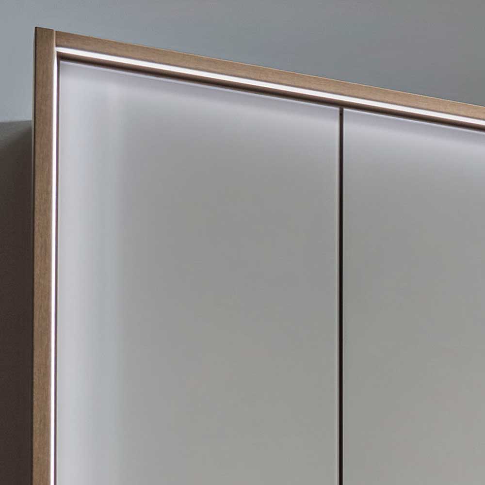 6-türiger Kleiderschrank in Beige Glas - Crascanu